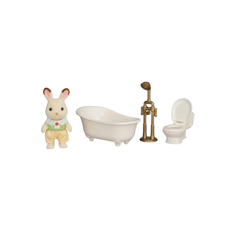 Sylvanian families chocolate rabbit boy's bath time set, , medium-null