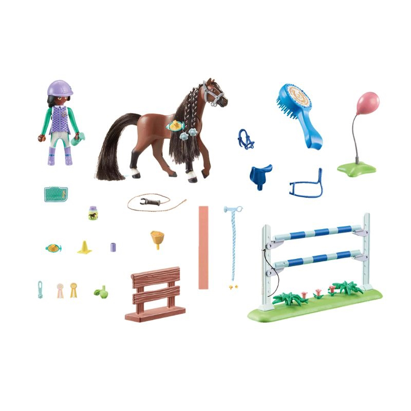 Playmobil 71355 horses of waterfall - jumping arena with zoe and blaze, , medium-null