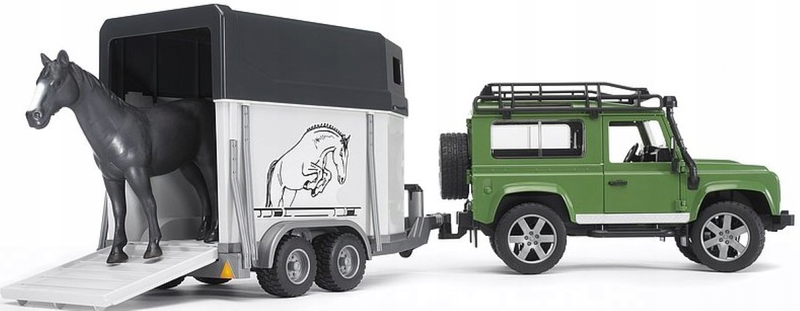 Bruder 02592 landrover def.str.wagon with horse 4y+, , medium-null
