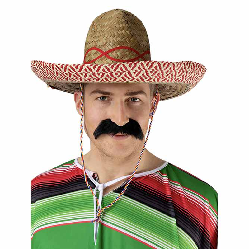 Mexican sombrero wit red trim, , medium-null