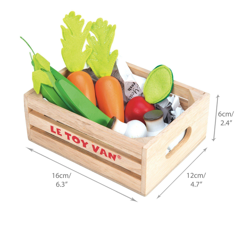Le toy van - wooden honeybee market vegetables '5 a day' crate education, , medium-null