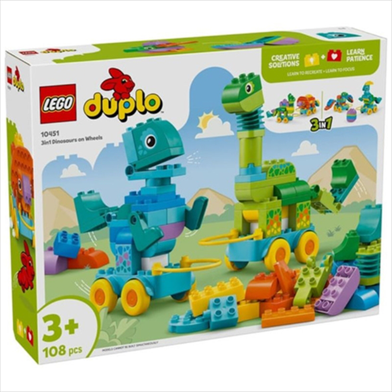Lego 10451 duplo - 3in1 dinosaurs on wheels, , medium-null
