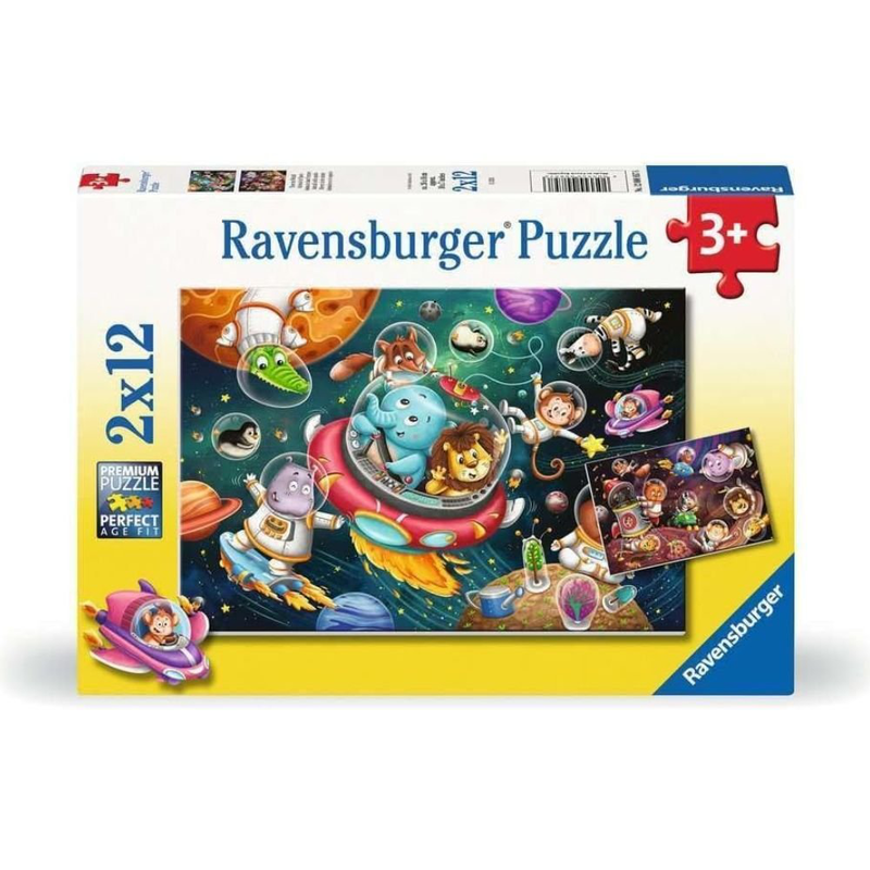 Ravensburger puzzle 2×12 pieces, animals in space, , medium-null
