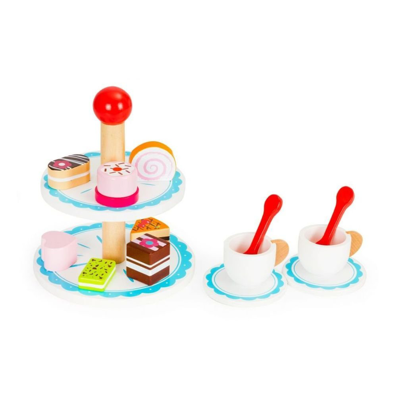 Product image: Phoohi ξύλινο σετ γλυκισμάτων, παιχνίδι ρόλων με πιατέλα, κούπες & μπισκότα για παιδιά από 3 ετών, , medium-null