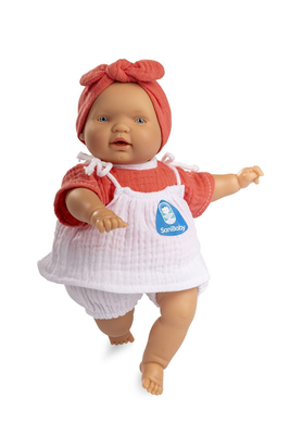 Berjuan sanibaby antibacterial doll with coral bow, , medium