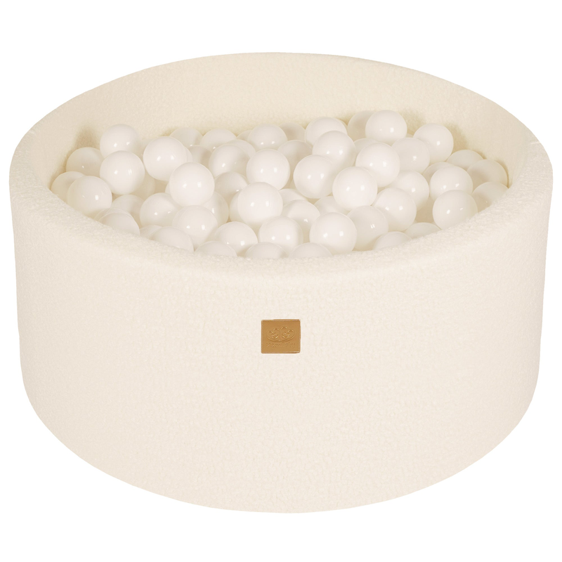 Product image: Meowbaby® boucle white round ball pit 90x40cm, 250 balls: white baby ball pool, , medium-null