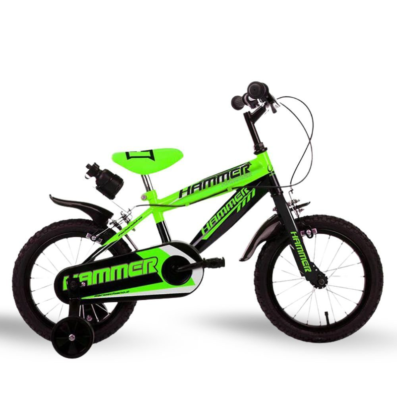 Product image: Ποδήλατο hammer με βοηθητικές ρόδες 16″ σε πρασινο/μαύρο χρώμα, 4-6 ετών, , medium-null