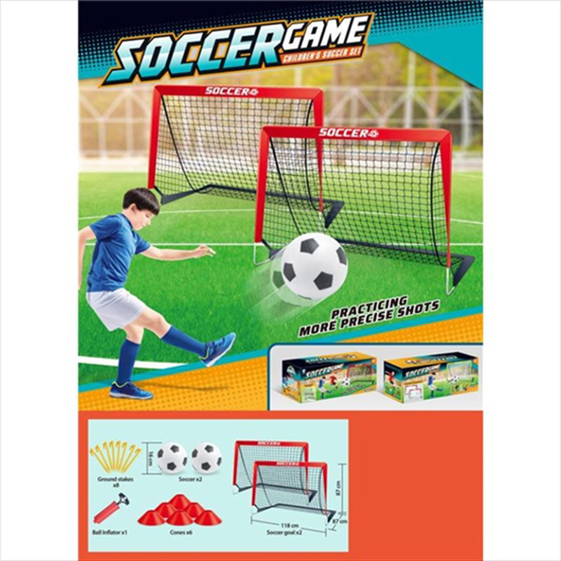 Black net double goal football goal, , medium-null