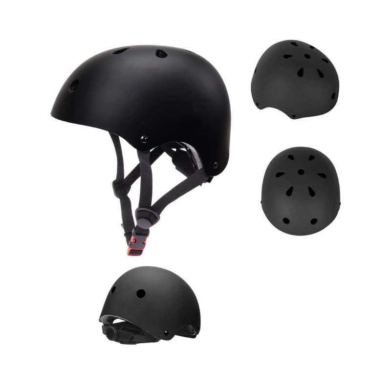 Product image: Παιδικό ελαφρύ ρυθμιζόμενο kράνος κατάλληλο για ποδηλασία ή skateboard για παιδιά άνω των 3 ετών μαύρο, , medium-null