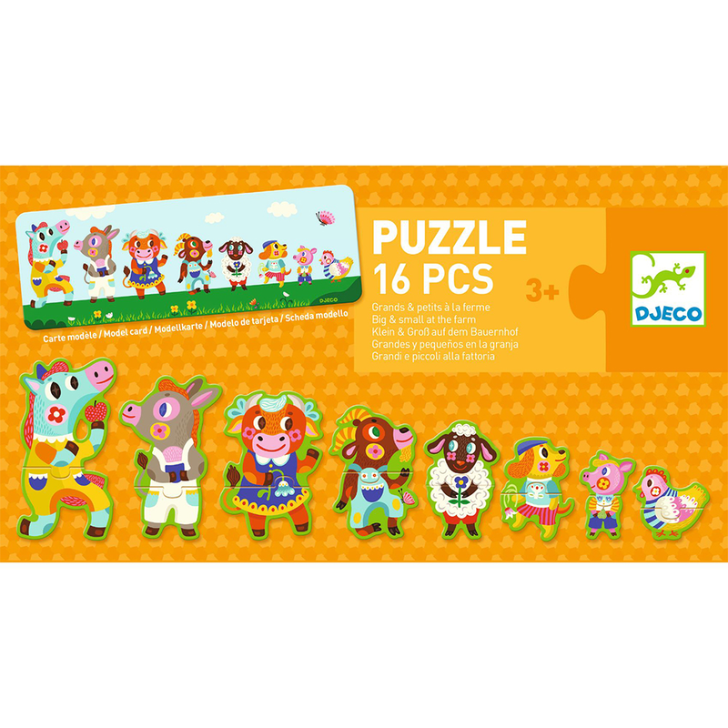 Djeco shaped puzzles big and small on the farm - fsc mix, , medium-null