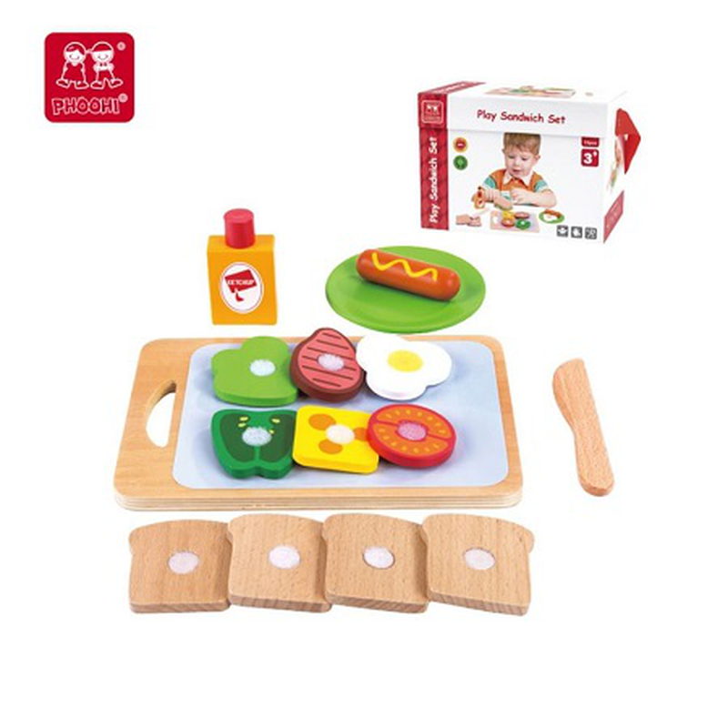 Phoohi wooden play sandwich set 15pcs 3y+, , medium-null