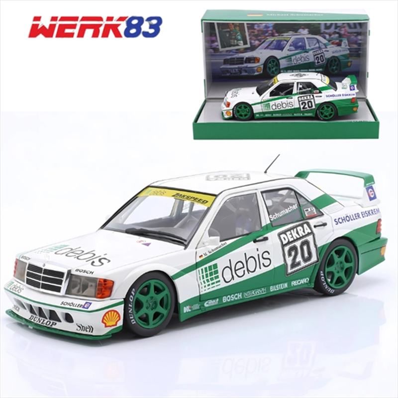 Werk83 1/18 1991 mercedes-benz 190e 2.5-16 evo II #20 michael schumacher dtm race norisring, green/w, , medium-null