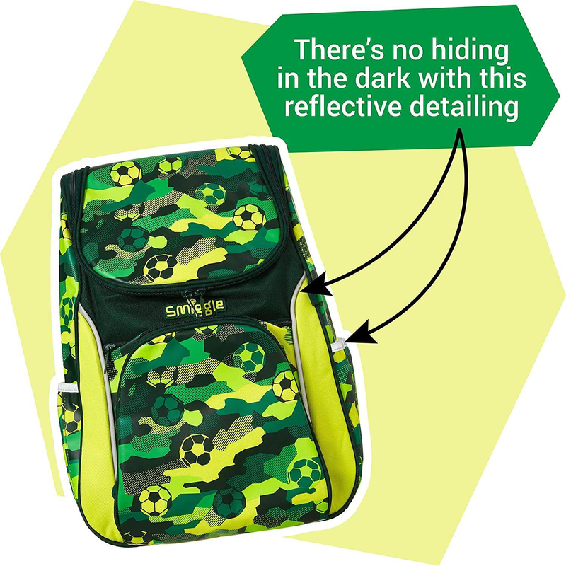 Smiggle seek reflective access school backpack 45cm - green, , medium image number null