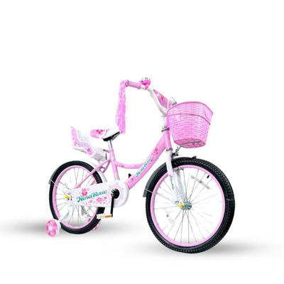 Παιδικό ποδήλατο με βοηθητικές ρόδες 14″ σε ροζ χρώμα, 3-5 ετών, , medium