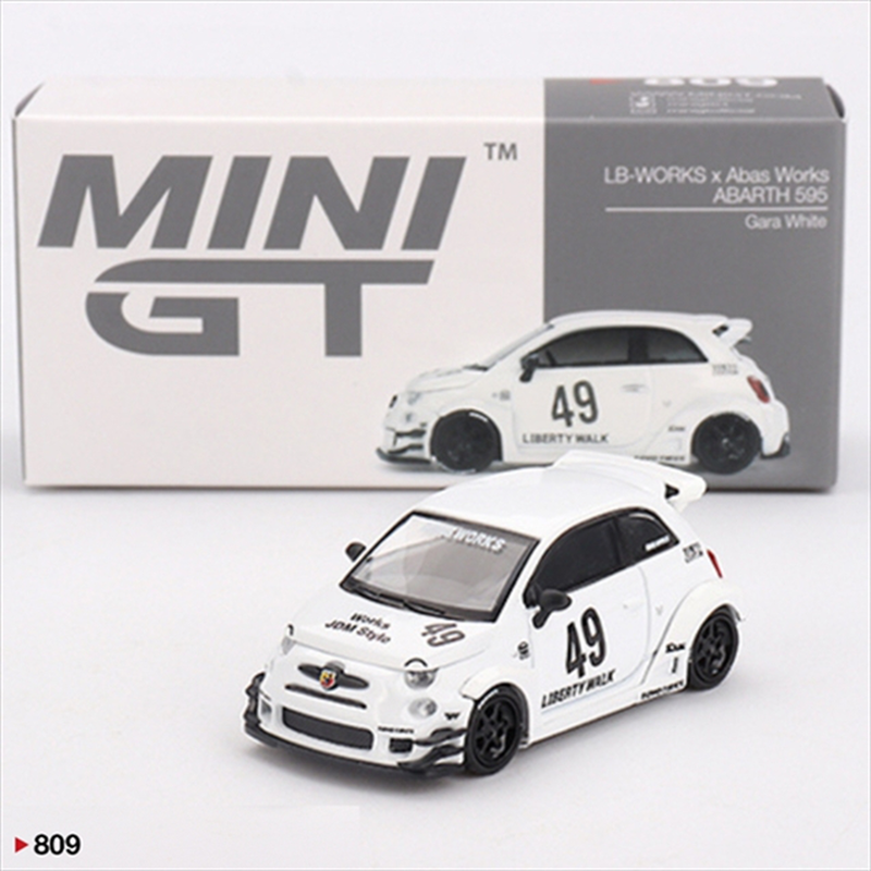 Mini gt 1/64 2024 fiat 595 abarth lb-works x abas works gara, white, , medium-null