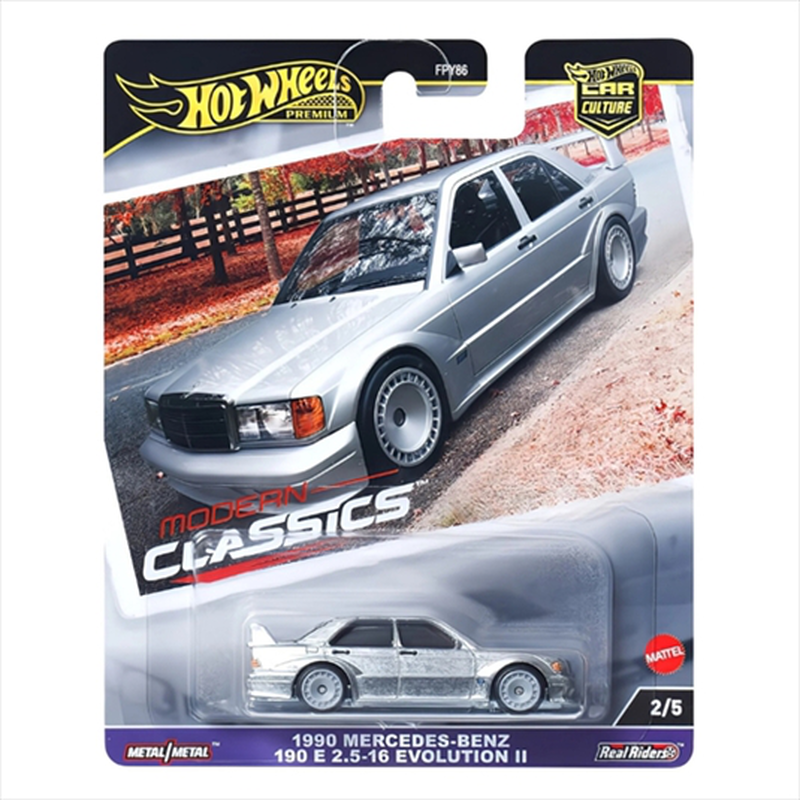 Mattel hot wheels premium car culture: modern classics - 1990 mercedes-benz 190 e 2.5-16 evo ii, sil, , medium image number null