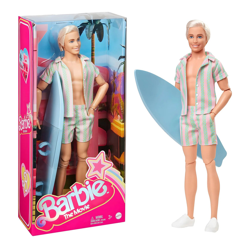 Barbie movie ken doll pastel stripes beach set, , medium-null