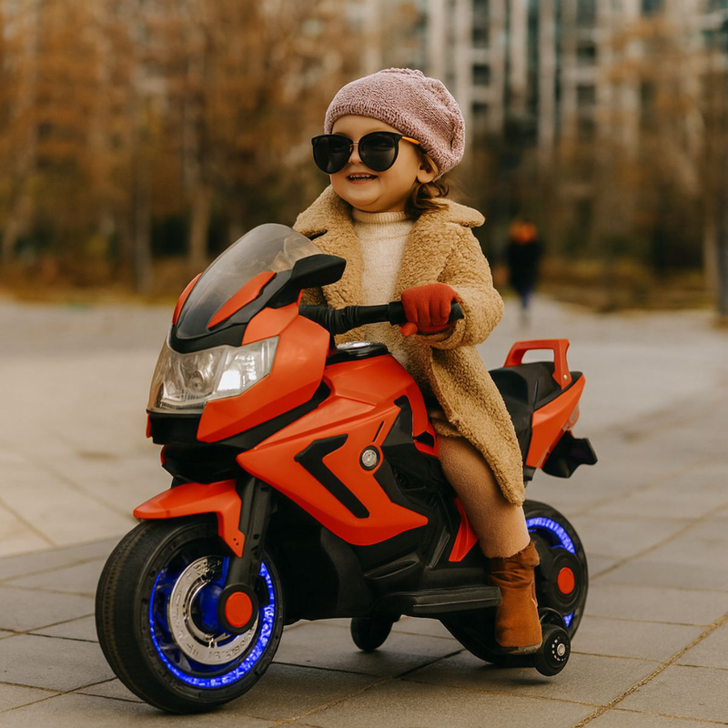 Product image: Ηλεκτροκίνητη δίτροχη μοτοσικλέτα 12v με led φώτα, μουσική & mp3 κόκκινο/ άσπρο, 3+ ετών, , medium-null