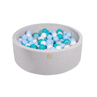 Meowbaby® foam round ball pit light grey 200 balls baby: turquoise, babyblue, transparent, white, , medium