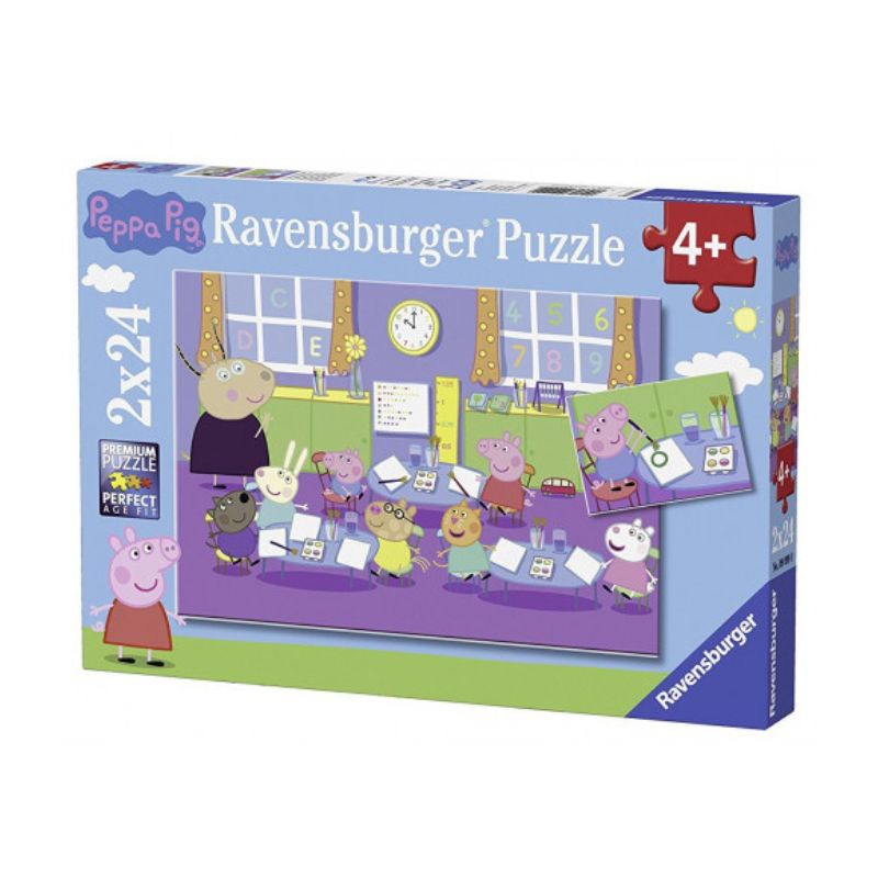 Ravensburger 2x24 pcs puzzle peppa pig in art class  09099, , medium-null