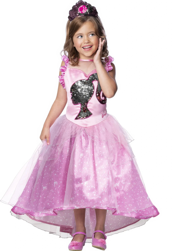 Barbie princess child pink dress with sequins and tiara-null