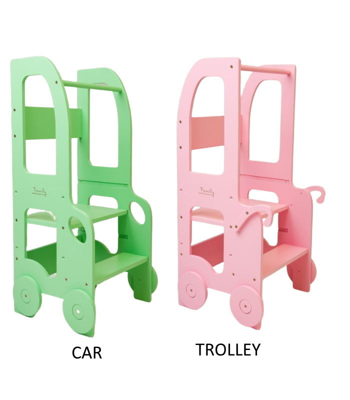 Trolley - Montessori learning tower changing heights step stool-null