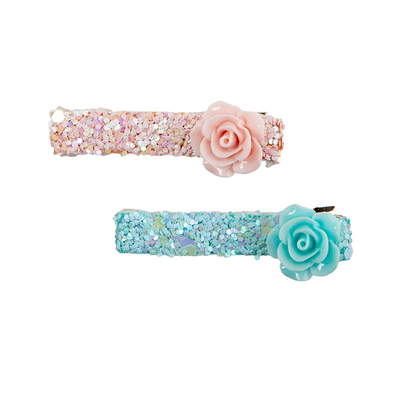 Great pretenders boutique glitter rosette hairclips, 2 pcs, , medium