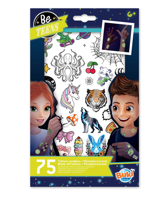 Be teens glow-in-the-dark temporary tattoos - set of 75, , medium
