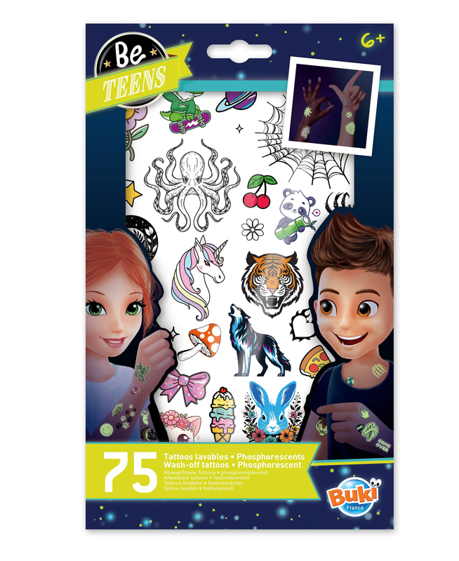 Product image: Be teens glow-in-the-dark temporary tattoos - set of 75, , medium-null