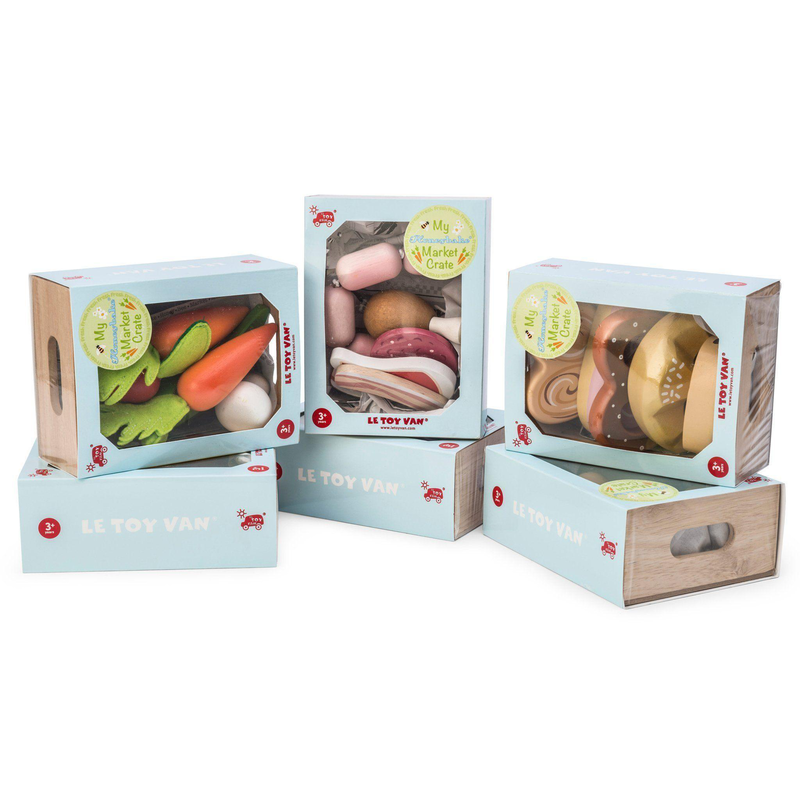 Le toy van - wooden honeybee market vegetables '5 a day' crate education, , medium-null