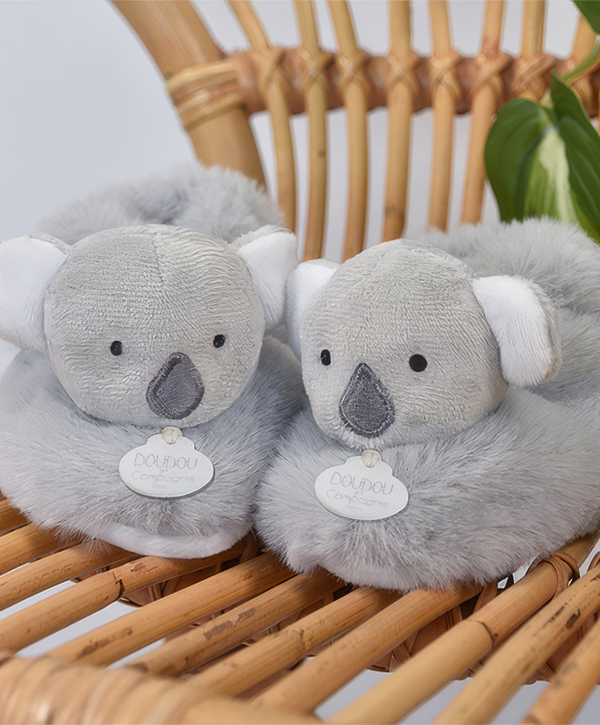 Doudou et compagnie unicef - koala plush baby slippers - 0-6 months, , medium-null