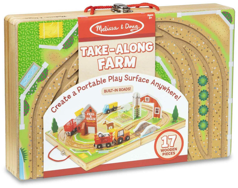 Melissa & doug 40142 wooden town play set with storage tray (32pc), , medium image number null