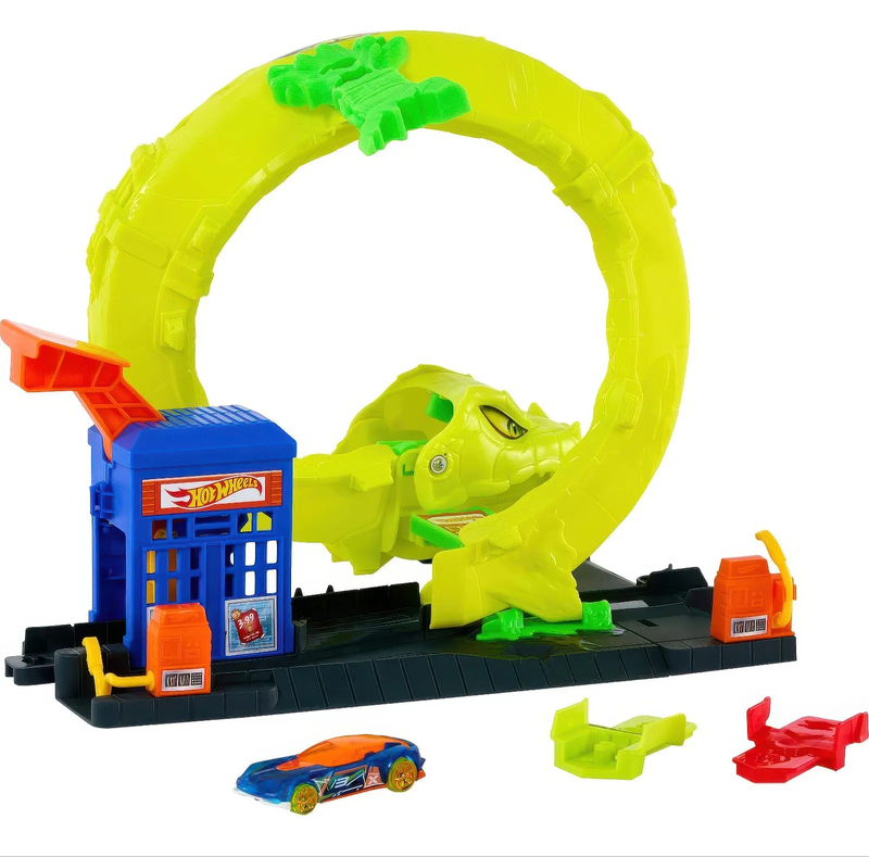 Hot wheels toy car track set snake spiral attack playset, , medium-null