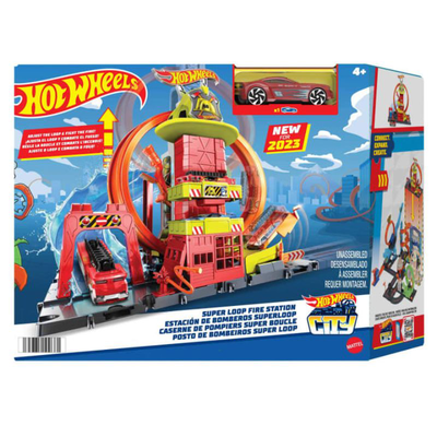 Hot wheels city trucks fire station hkx41, , medium