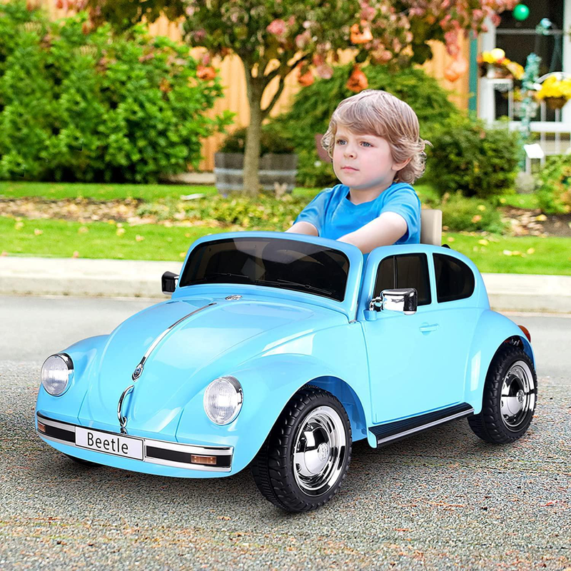 Vw beetle 12v battery ride-on car with remote control - blue, , medium-null