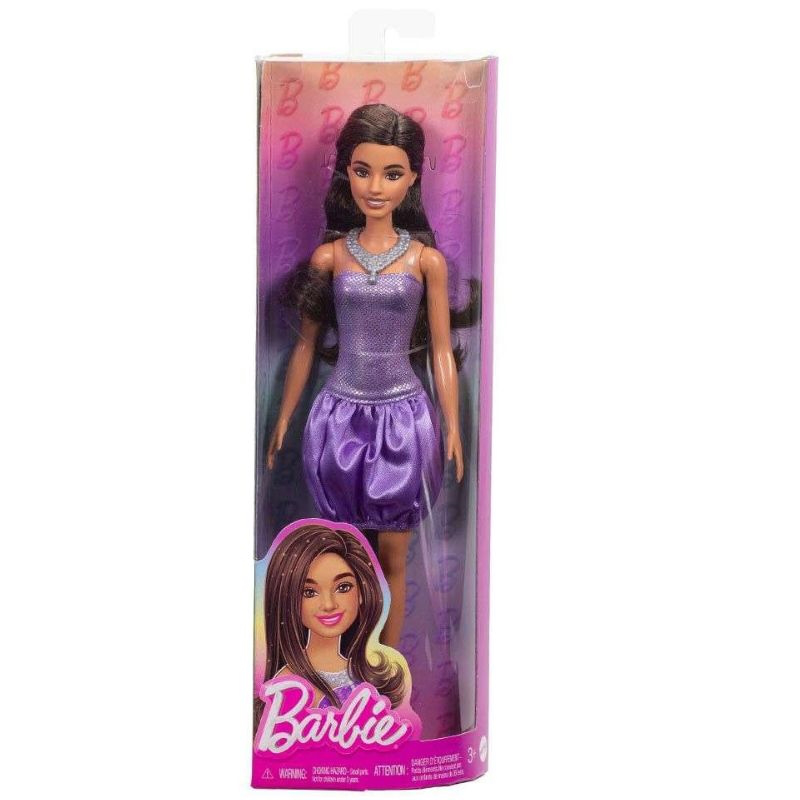 Barbie fashionistas -  brown hair with sequined purple dress hyt92, , medium-null