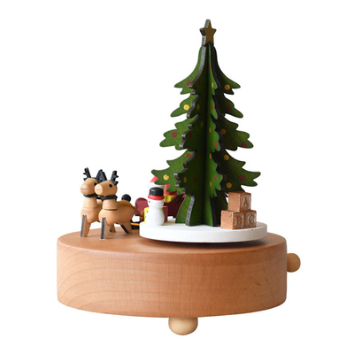 Ts collection musicbox wooden fawn christmas tree - merry christmas, , medium