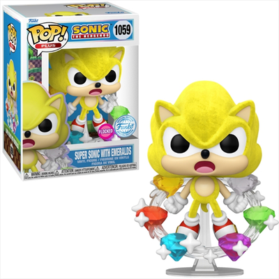 Funko pop! Plus: sonic the hedgehog - super sonic with emeralds flocked special edition #1059 vinyl, , medium