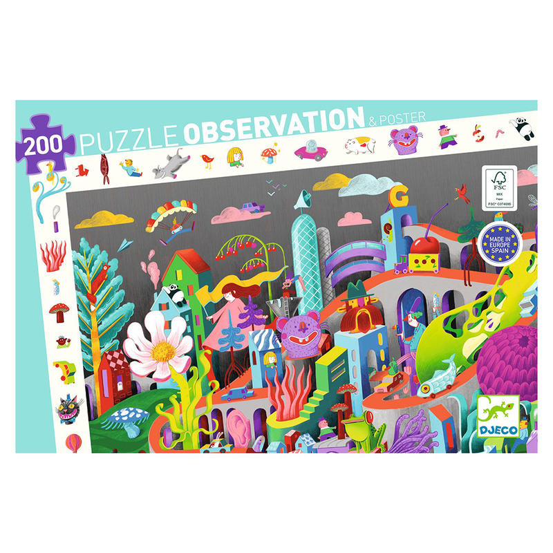 Product image: Djeco crazy town - 200 pcs observation puzzle - fsc mix, , medium-null