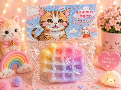 Waffle squishy toy &ndash; stress relief kawaii, , medium