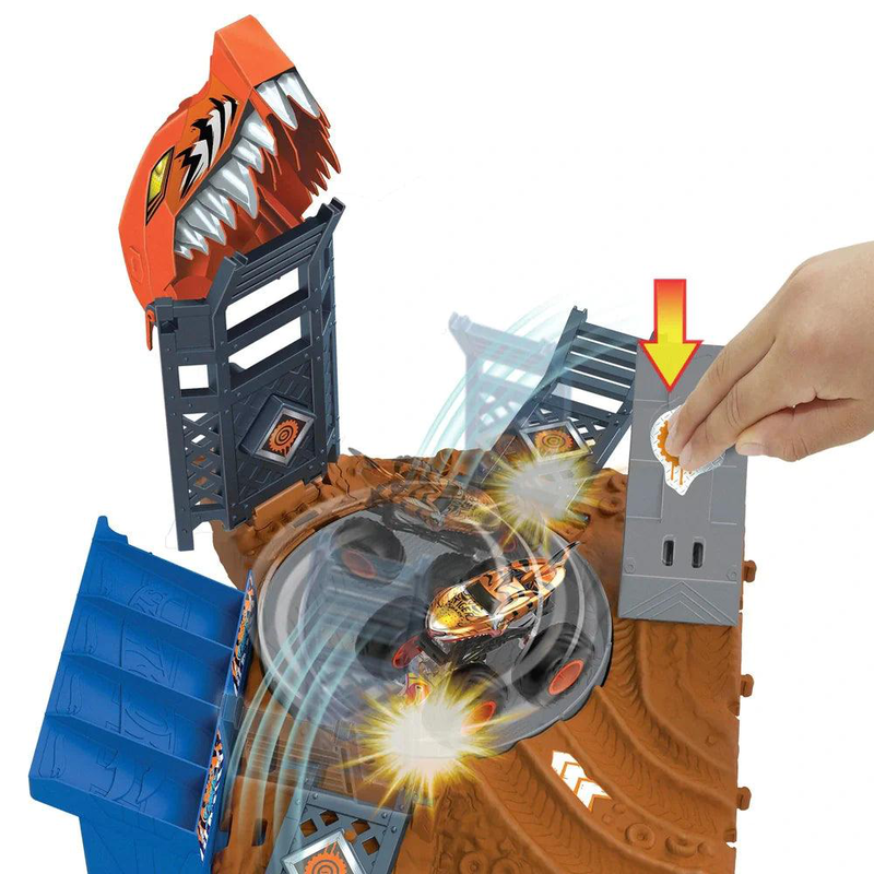 Hot wheels monster trucks arena smashers tiger shark playset, , medium-null