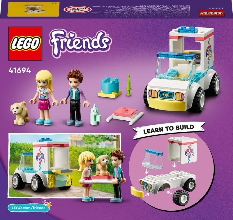 Lego friends pet clinic ambulance 41694 for ages 4+ 54pcs, , medium-null