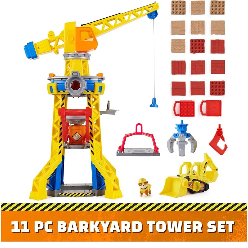 Paw patrol rubble and crew bark yard crane tower playset, , medium-null