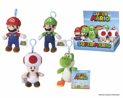 Nintendo super mario assorted plush keychain 12cm, , medium