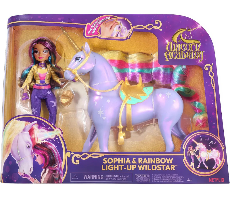 Unicorn academy sophia & interactive rainbow light-up wildstar, , medium-null