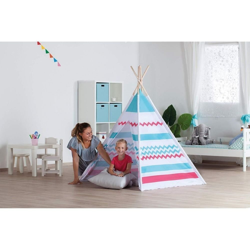 Product image: Ξύλινη παιδική σκηνή teepee με όμορφα χρώματα με τσαντάκι μεταφοράς, , medium-null