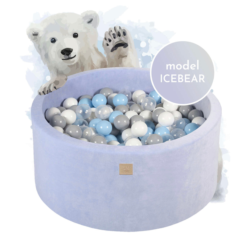 Meowbaby&reg; foam ball pit icebear ready set with 250 balls baby ball pool, , medium-null