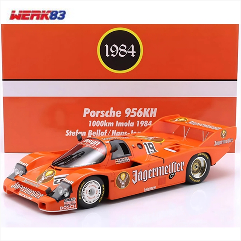 Werk83 1/12 1984 porsche 956b *jägermeister* #19 winner 1000km imola 1984 stuck, bellof, orange, , medium-null