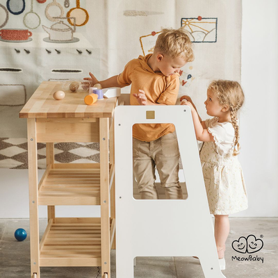Meowbaby® kitchen helper - scandi step stool, white, , medium