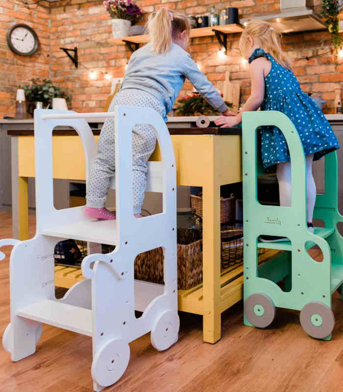 Trolley - Montessori learning tower changing heights step stool image number null